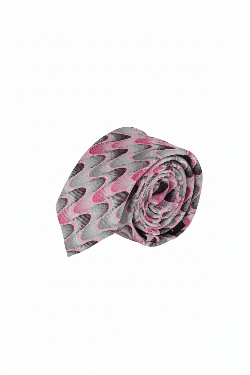 Krawatte Rosa-Grau Wellendesign