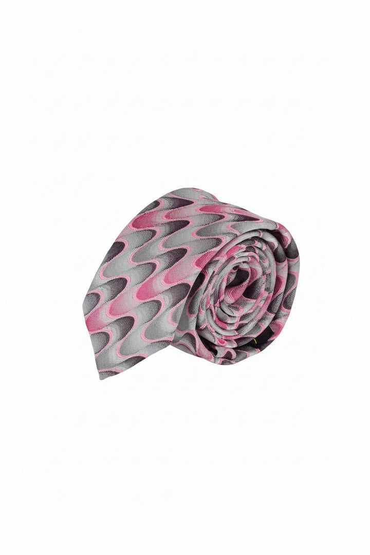 Krawatte Rosa-Grau Wellendesign