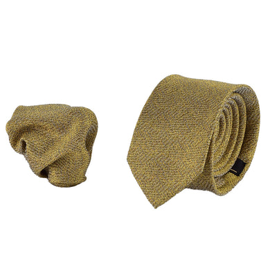 Elegante Krawatte mit Einstecktuch in gelb