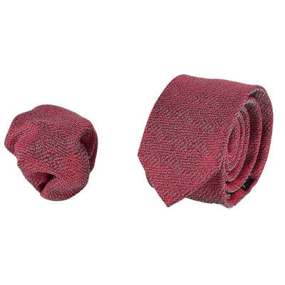 Elegante Krawatte mit Einstecktuch in rot
