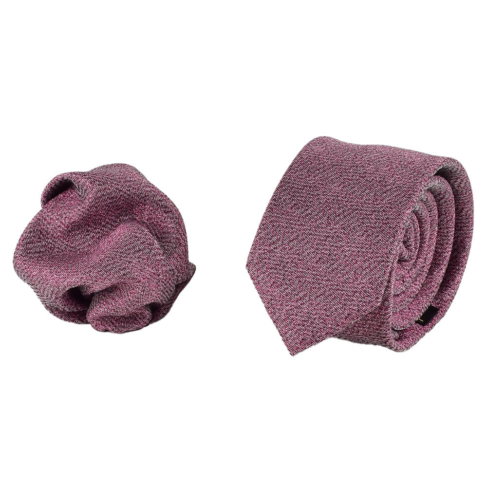 Elegante Krawatte mit Einstecktuch in rosa