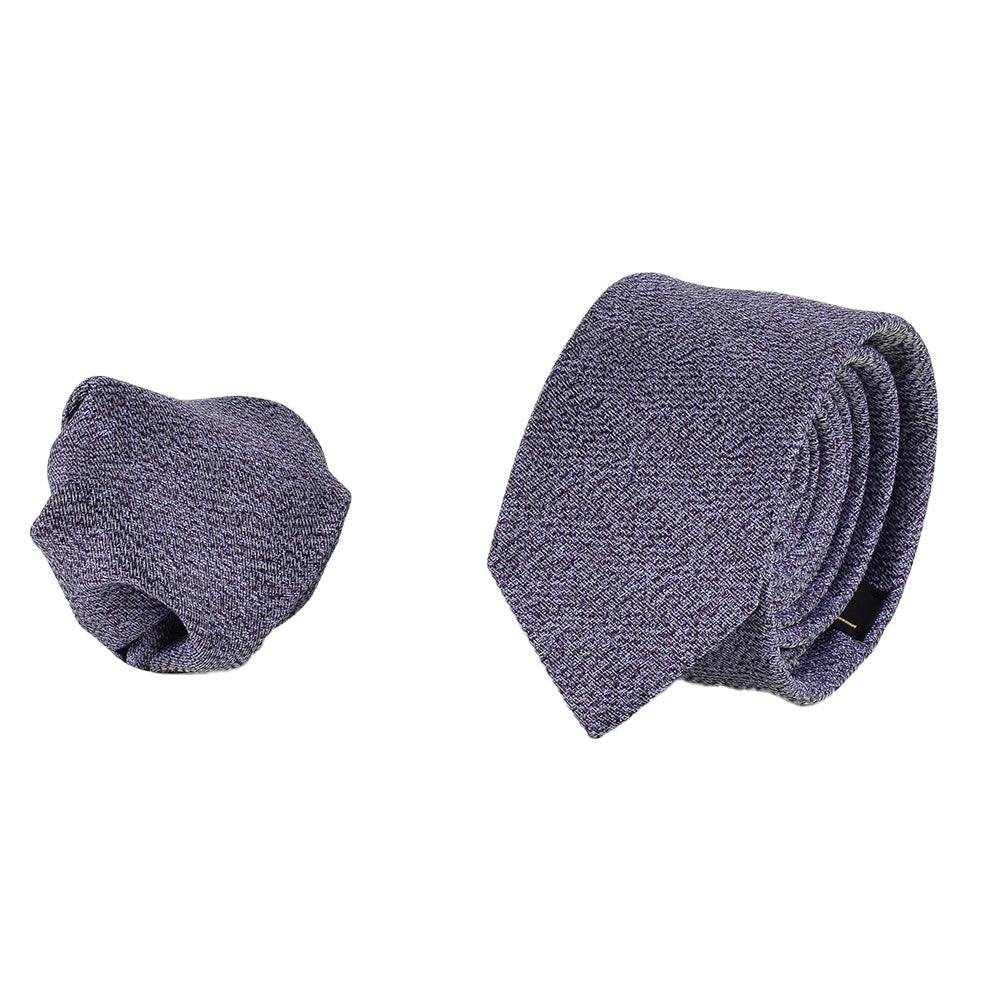 Elegante Krawatte mit Einstecktuch in flieder