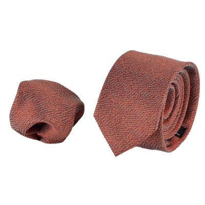Elegante Krawatte mit Einstecktuch in orange