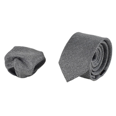 Elegante Krawatte mit Einstecktuch in grau